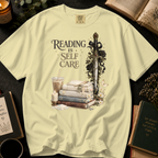 Reading Is Self Care T-Shirt: Gothic Dagger and Black Roses in Banana - Comfort Colors® T-Shirt