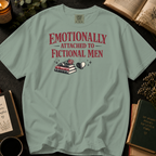 Emotionally Attached to Fictional Men T-Shirt: Broken Heart Book Stack in Bay - Comfort Colors® T-Shirt