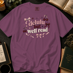 Delulu But Well Read T-Shirt: Retro Cherry and Bow in Berry - Comfort Colors® T-Shirt