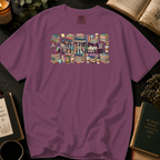 My TBR Is A Full-Time Job T-Shirt: Stacked Book Collage in Berry - Comfort Colors® T-Shirt