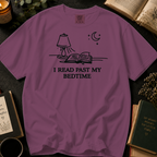 I Read Past My Bedtime T-Shirt: Nightstand Lamp and Book in Berry - Comfort Colors® T-Shirt