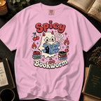 Spicy Bookworm T-Shirt: Cute Devil Ghost Reading Graphic Tee