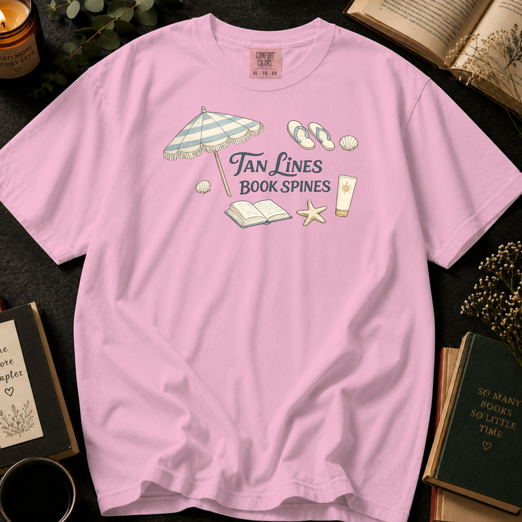 Tan Lines and Book Spines T-Shirt: Beach Umbrella in Blossom - Comfort Colors® T-Shirt