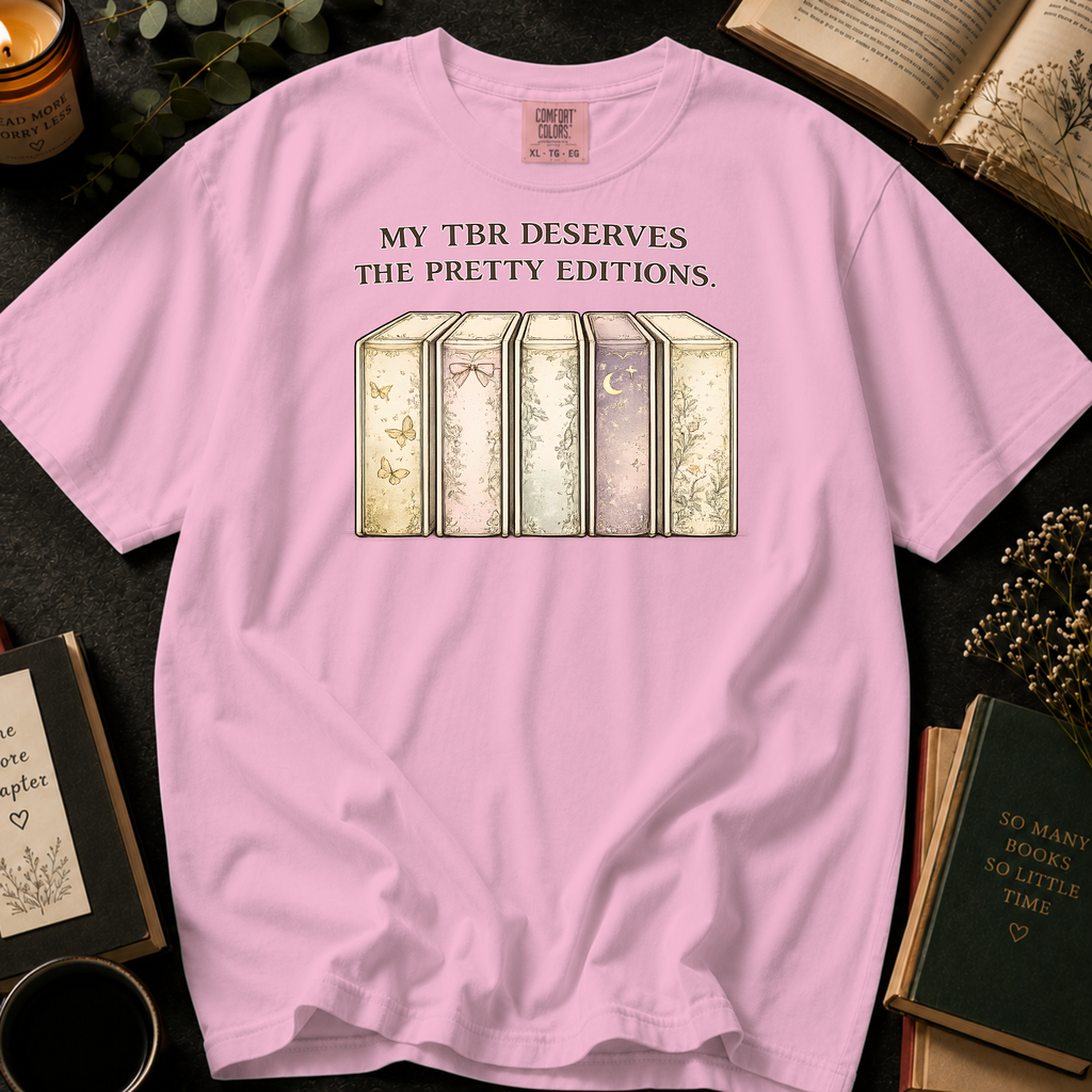 My TBR Deserves The Pretty Editions T-Shirt: Vintage Book Row in Blossom - Comfort Colors® T-Shirt