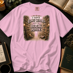 I Love Long Walks Down The Book Aisle T-Shirt: Vintage Bookstore in Blossom - Comfort Colors® T-Shirt