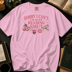 Sorry I Can't I'm Busy Reading Smut T-Shirt: Cherries and Bows in Blossom - Comfort Colors® T-Shirt