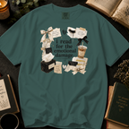 I Read For The Emotional Damage T-Shirt: Book Lover Collage in Blue Spruce - Comfort Colors® T-Shirt