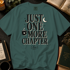Just One More Chapter (Lie) T-Shirt: Coffee and Moon Book Lover in Blue Spruce - Comfort Colors® T-Shirt