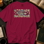 My TBR Is A Full-Time Job T-Shirt: Stacked Book Collage in Brick - Comfort Colors® T-Shirt