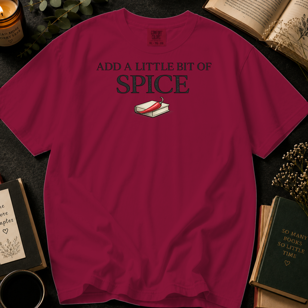 Add A Little Bit Of Spice T-Shirt: Chili and Book Minimalist in Brick - Comfort Colors® T-Shirt