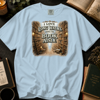 I Love Long Walks Down The Book Aisle T-Shirt: Vintage Bookstore in Chambray - Comfort Colors® T-Shirt