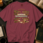 Too Many Books? Not Enough Bookshelves T-Shirt: Vintage Library in Chili - Comfort Colors® T-Shirt