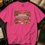 Too Many Books? Not Enough Bookshelves T-Shirt: Vintage Library in Crunchberry - Comfort Colors® T-Shirt