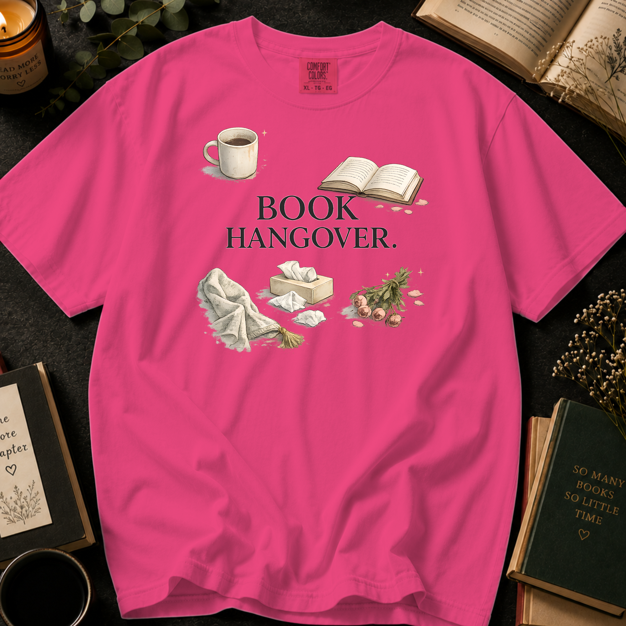 Book Hangover T-Shirt: Cozy Morning After in Crunchberry - Comfort Colors® T-Shirt