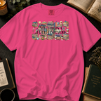 My TBR Is A Full-Time Job T-Shirt: Stacked Book Collage in Crunchberry - Comfort Colors® T-Shirt
