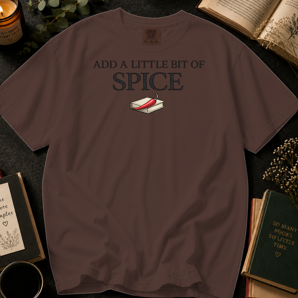 Add A Little Bit Of Spice T-Shirt: Chili and Book Minimalist Tee