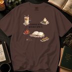 Coffee Icy, Books Spicy T-Shirt: Cinnamon and Chili in Espresso - Comfort Colors® T-Shirt