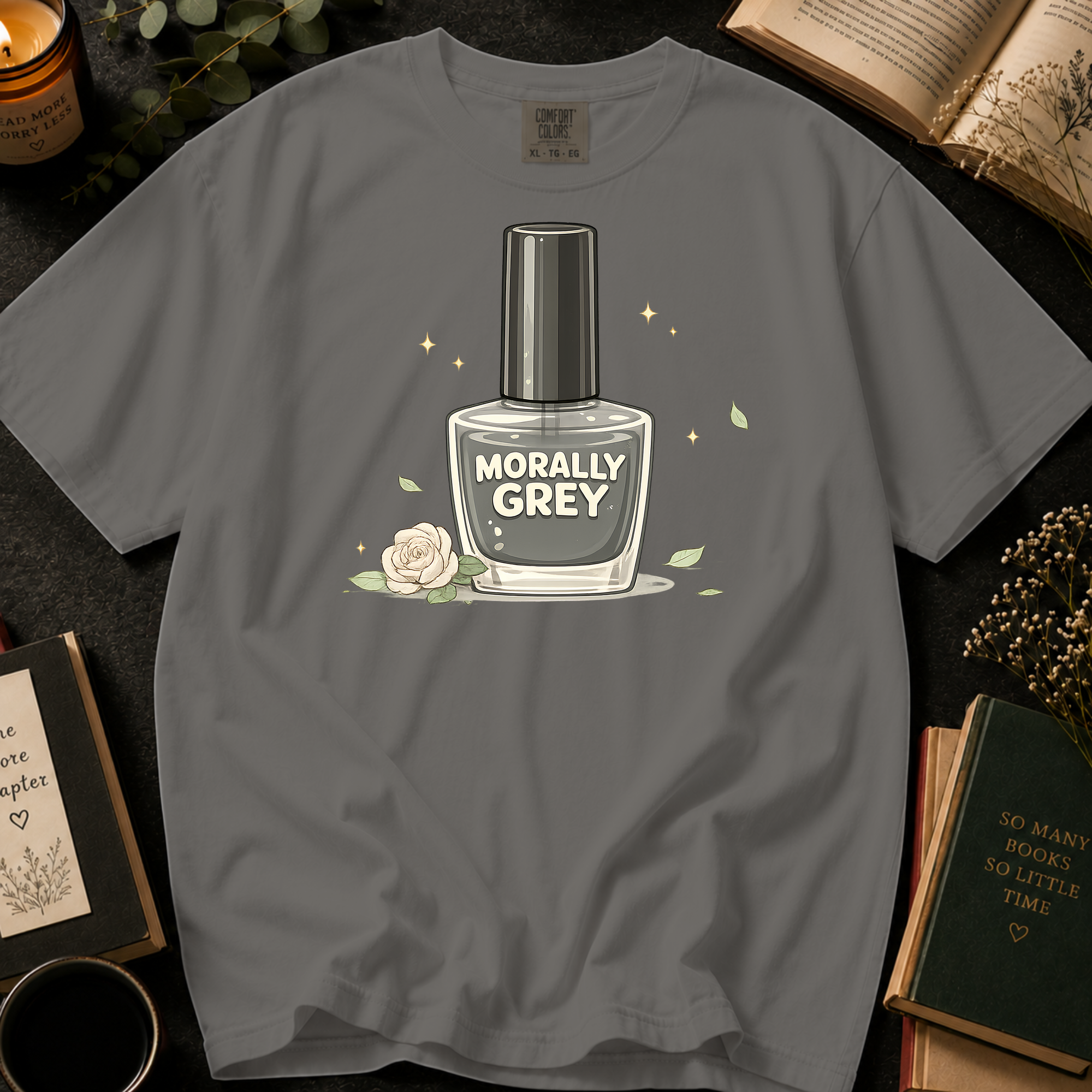 Morally Grey Nail Polish T-Shirt: Vintage Bottle in Grey - Comfort Colors® T-Shirt