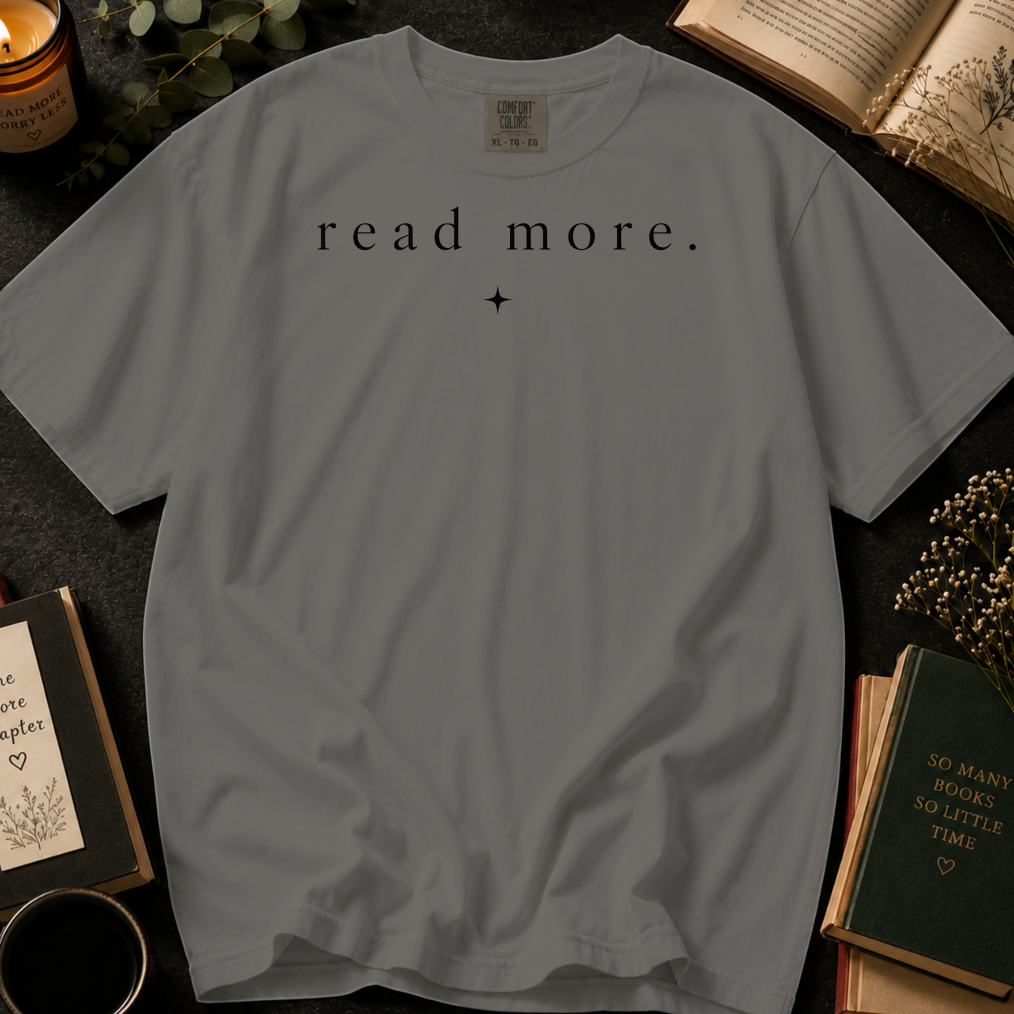 Read More T-Shirt: Minimalist Book Lover in Grey - Comfort Colors® T-Shirt