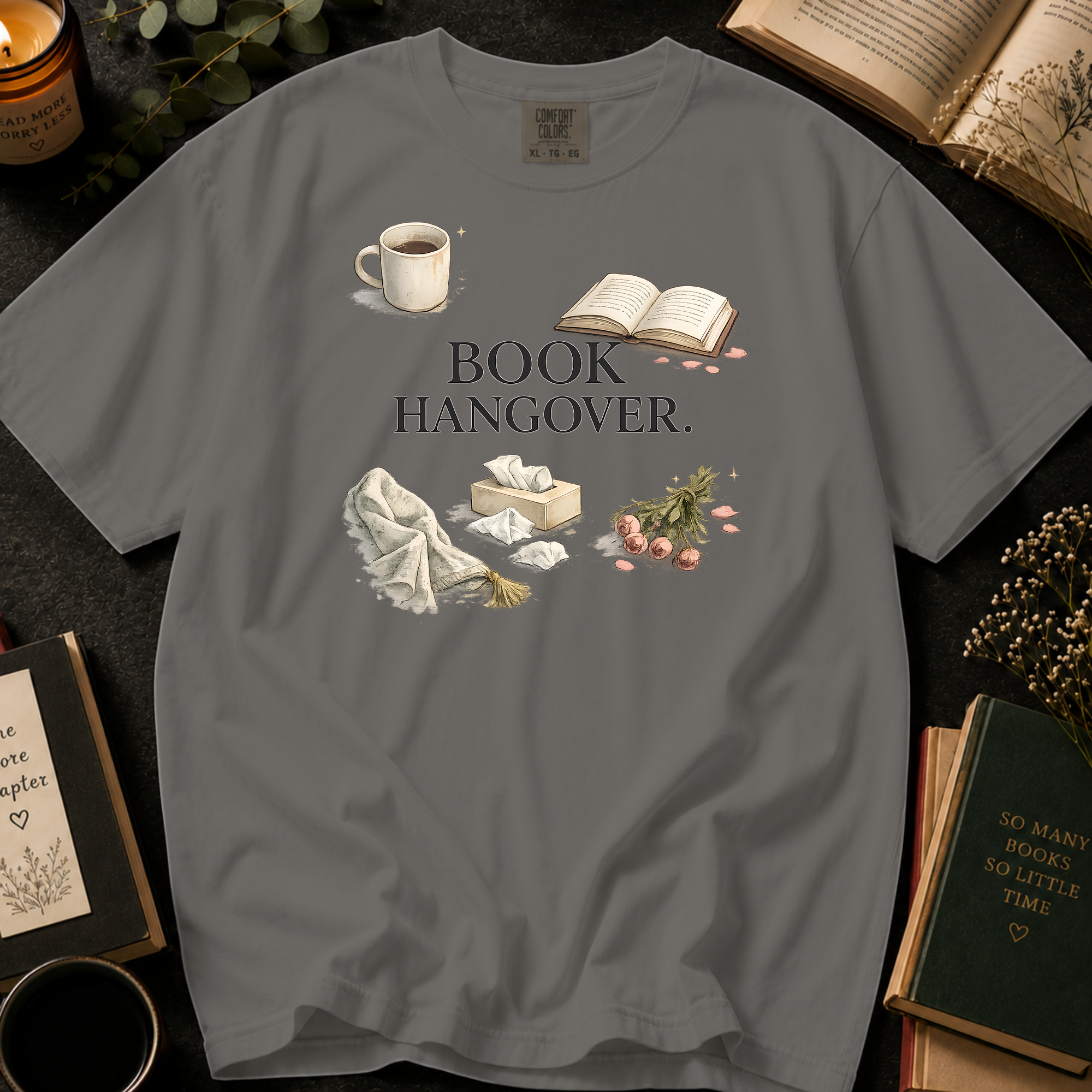 Book Hangover T-Shirt: Cozy Morning After in Grey - Comfort Colors® T-Shirt