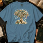 Read More Books T-Shirt: Vintage Book Tree in Ice Blue - Comfort Colors® T-Shirt