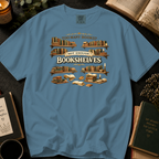 Too Many Books? Not Enough Bookshelves T-Shirt: Vintage Library in Ice Blue - Comfort Colors® T-Shirt