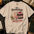 My Bookshelf Has Secrets T-Shirt: Spicy Romance Library Card in Ivory - Comfort Colors® T-Shirt