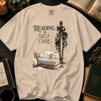 Reading Is Self Care T-Shirt: Gothic Dagger and Black Roses in Ivory - Comfort Colors® T-Shirt