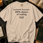 Weekend Forecast 100% Chance of Reading T-Shirt: Minimalist Book Lover in Ivory - Comfort Colors® T-Shirt