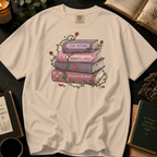Love Potions and Romantic Curses T-Shirt: Rose Wrapped Book Stack in Ivory - Comfort Colors® T-Shirt