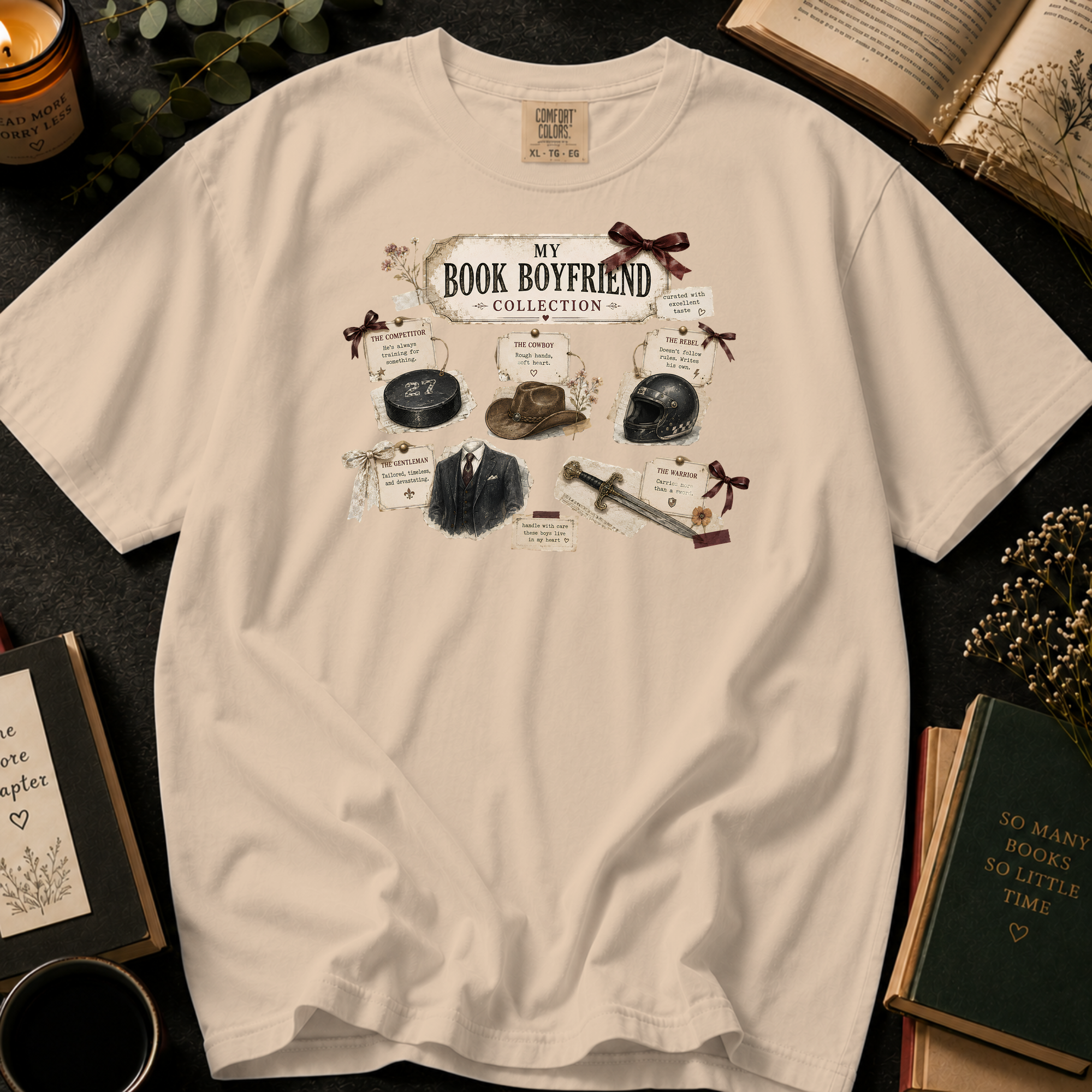 My Book Boyfriend Collection T-Shirt: Vintage Trading Card in Ivory - Comfort Colors® T-Shirt