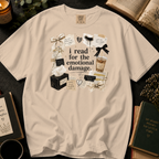 I Read For The Emotional Damage T-Shirt: Book Lover Collage in Ivory - Comfort Colors® T-Shirt