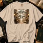 I Love Long Walks Down The Book Aisle T-Shirt: Vintage Bookstore in Ivory - Comfort Colors® T-Shirt