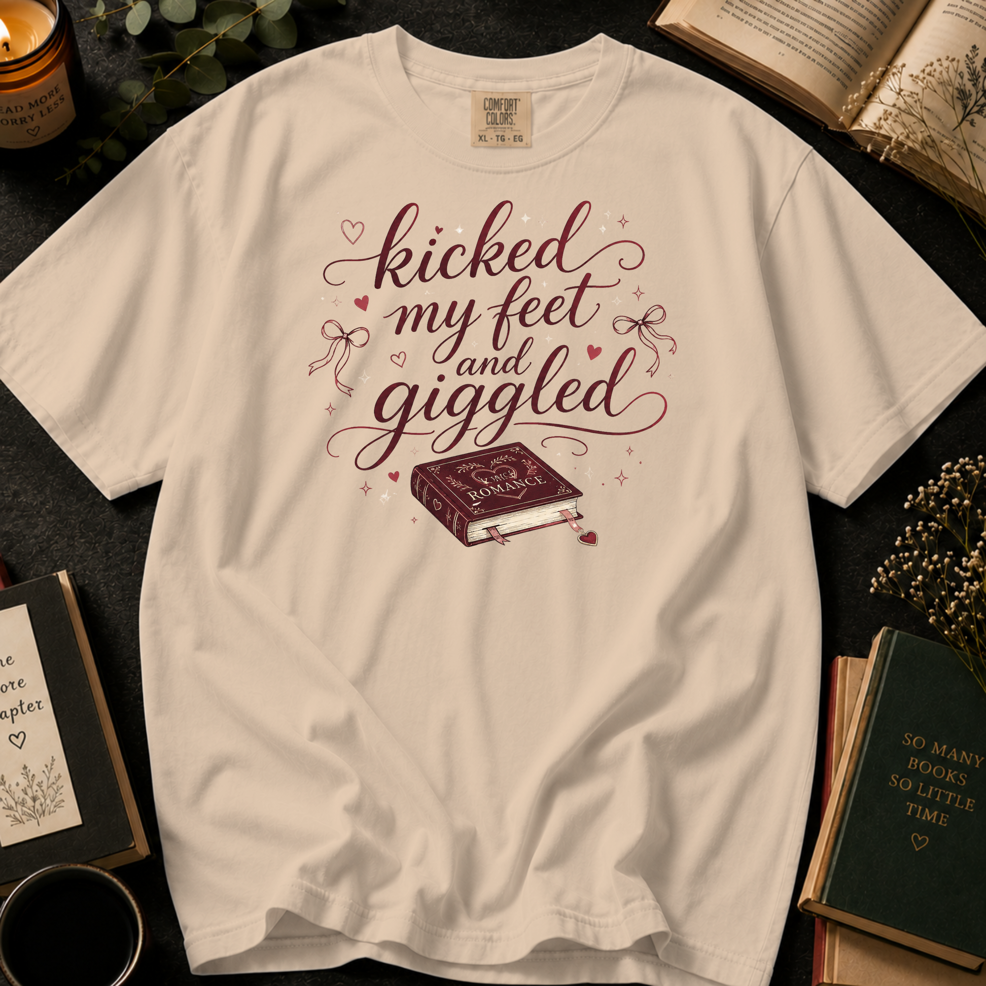 Kicked My Feet and Giggled T-Shirt: Romance Book in Ivory - Comfort Colors® T-Shirt