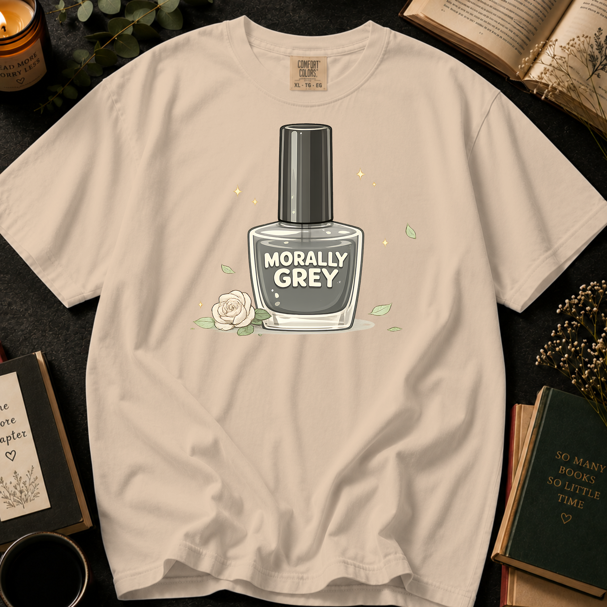 Morally Grey Nail Polish T-Shirt: Vintage Bottle in Ivory - Comfort Colors® T-Shirt