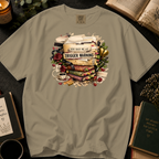 You Had Me At Trigger Warning T-Shirt: Vintage Book Stack in Khaki - Comfort Colors® T-Shirt