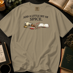 Add A Little Bit Of Spice T-Shirt: Cinnamon and Chili Book in Khaki - Comfort Colors® T-Shirt