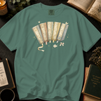 Vintage Floral Book Spines T-Shirt: Storybook Fan in Light Green - Comfort Colors® T-Shirt