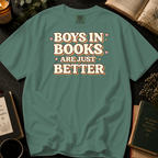 Boys In Books Are Just Better T-Shirt: Retro Bold Type in Light Green - Comfort Colors® T-Shirt