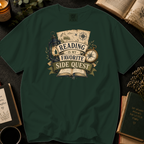Reading Is My Favorite Side Quest T-Shirt: Vintage Map and Compass in Moss - Comfort Colors® T-Shirt