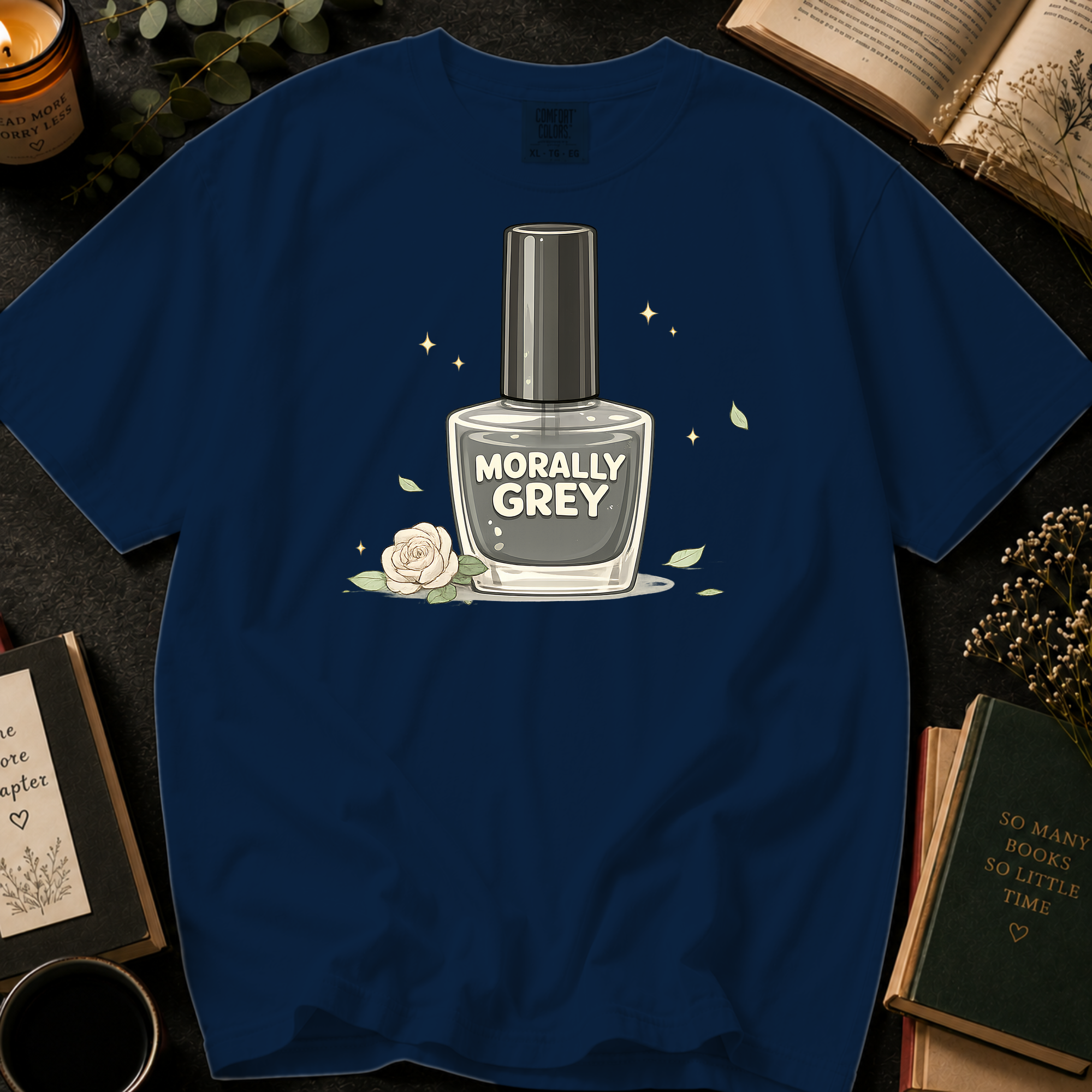 Morally Grey Nail Polish T-Shirt: Vintage Bottle in Navy - Comfort Colors® T-Shirt