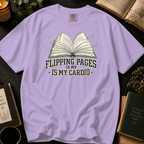 Flipping Pages Is My Cardio T-Shirt: Motion Sketch Book in Orchid - Comfort Colors® T-Shirt