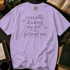 Currently Kicking My Feet Over Fictional Men T-Shirt: Script and Bows in Orchid - Comfort Colors® T-Shirt