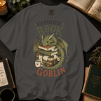 Certified Book Goblin T-Shirt: Cute Dragon Hoarding Books in Pepper - Comfort Colors® T-Shirt