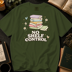 No Shelf Control T-Shirt: Pastel Book Stack in Sage - Comfort Colors® T-Shirt