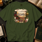 You Had Me At Trigger Warning T-Shirt: Vintage Book Stack in Sage - Comfort Colors® T-Shirt