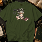 Good Girls Read Bad Books T-Shirt: Gothic Rose in Sage - Comfort Colors® T-Shirt