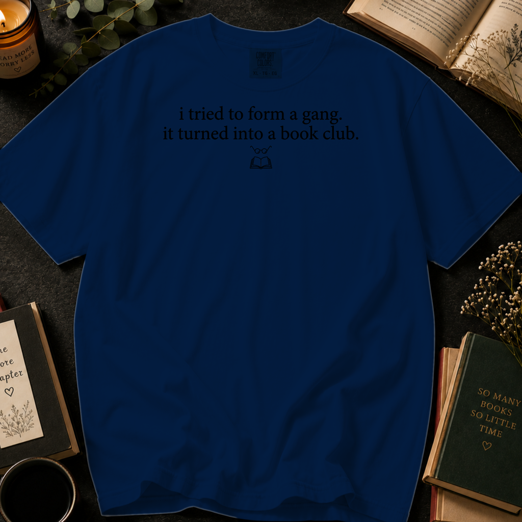 I Tried To Form A Gang T-Shirt: Tiny Book Icon Literary in True Navy - Comfort Colors® T-Shirt