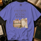 My Favorite Genre Is Buying Books T-Shirt: Classic Book Stack and Gift Bag in Violet - Comfort Colors® T-Shirt