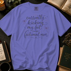 Currently Kicking My Feet Over Fictional Men T-Shirt: Script and Bows in Violet - Comfort Colors® T-Shirt